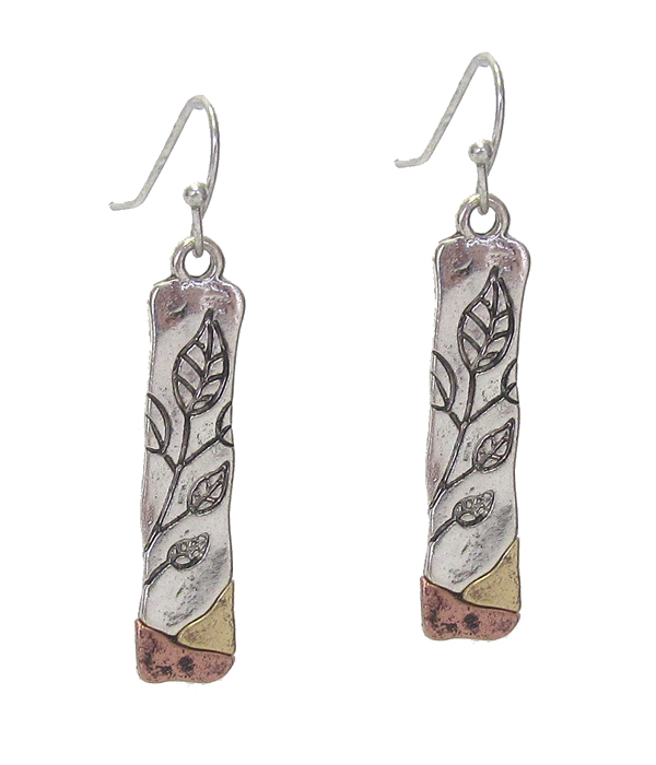 Leaf metal bar earring