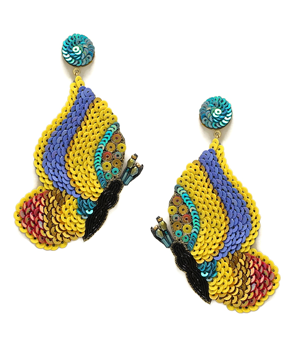 Handmade sequin butterfly earring