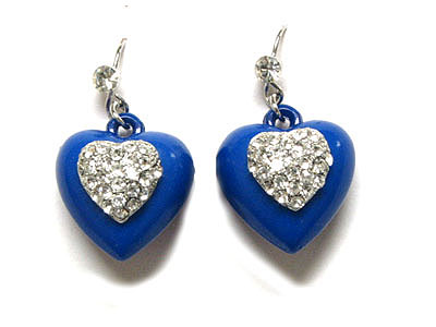 Crystal puff acryl heart earring