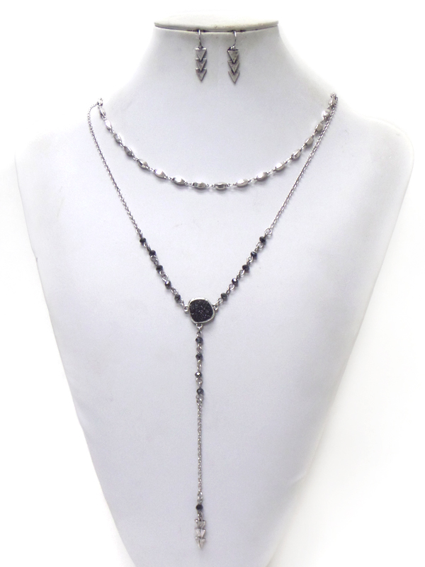 Two layer beads drop necklace set 