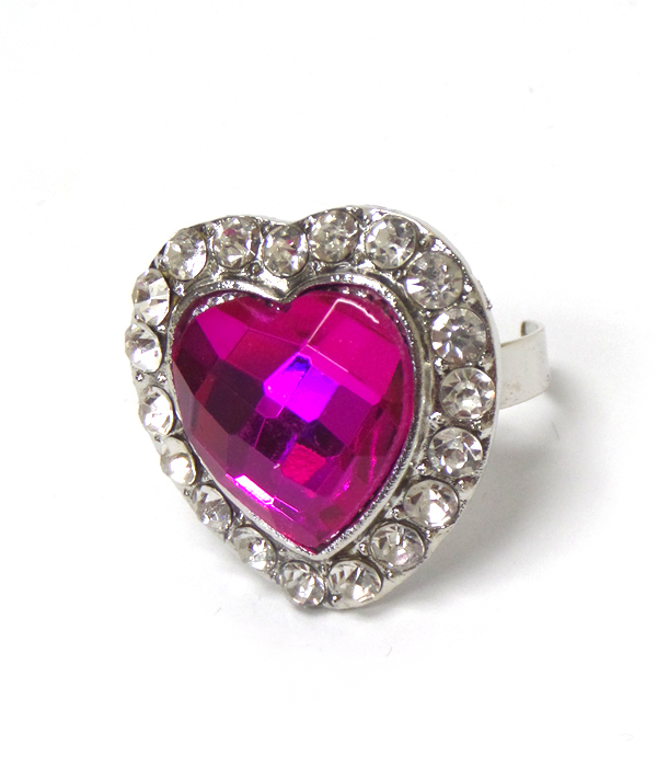 Heart with crystal border ring 