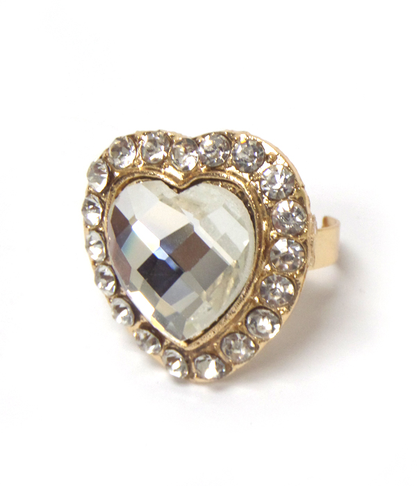 Heart with crystal border ring 