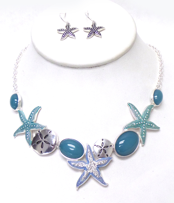 Sea life starfish  with sand dollar necklace set