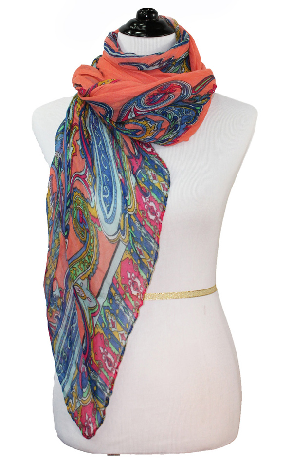 Polyester paisley border scarf