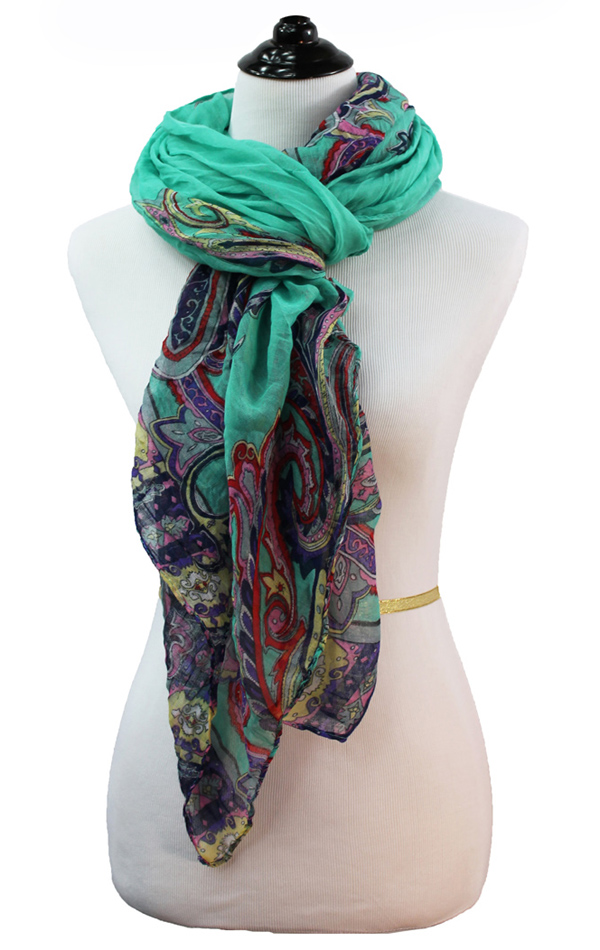 Polyester paisley border scarf
