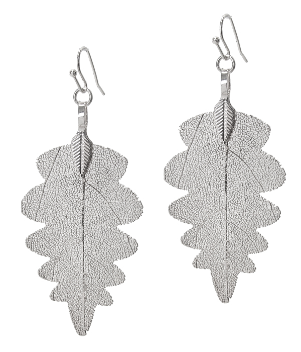 METAL FILIGREE LEAF EARRING