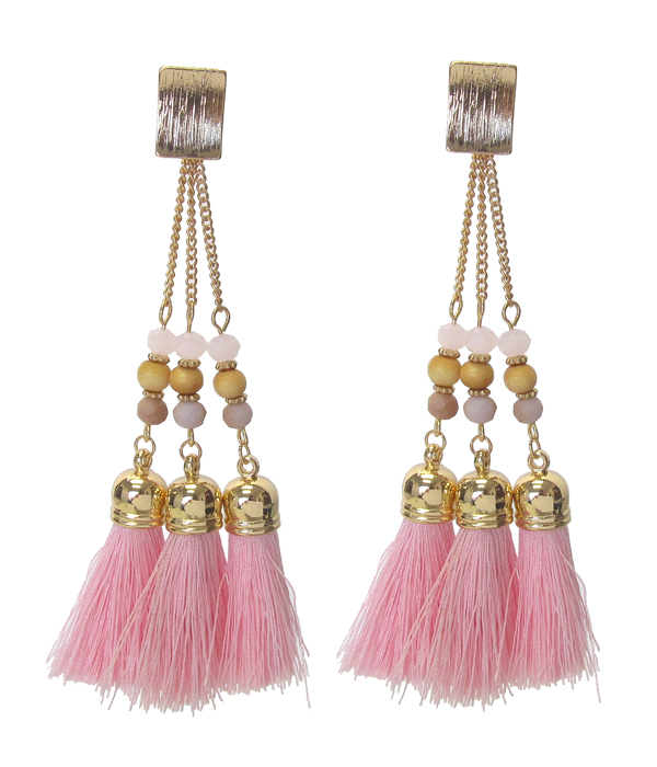 TRIPLE TASSEL DROP EARRING