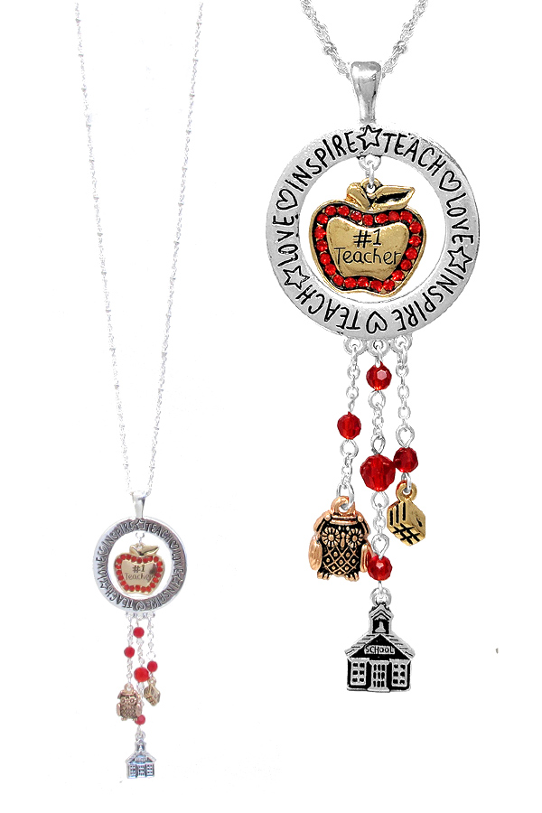 Occupation inspiration multi charm dangle pendant necklace - teacher
