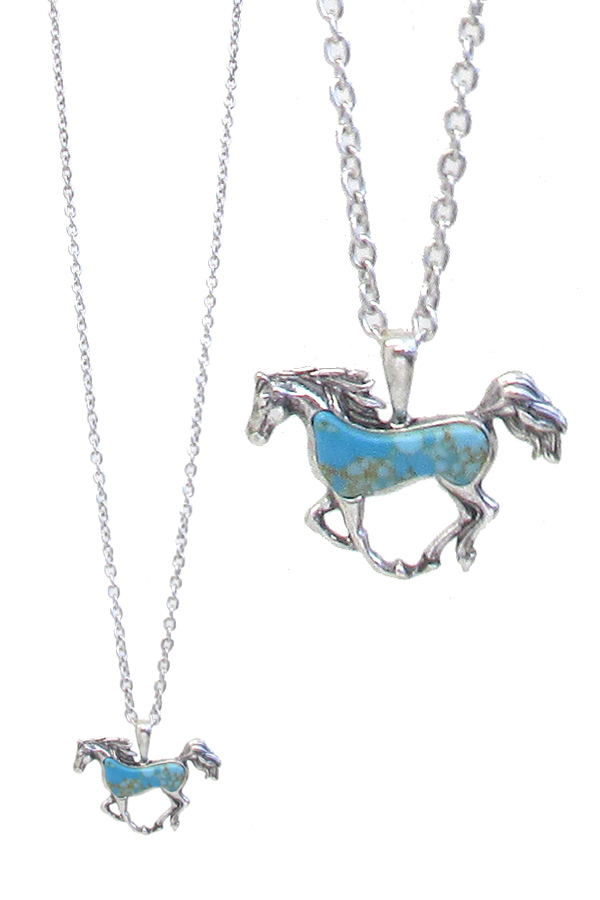 TURQUOISE HORSE PENDANT NECKLACE