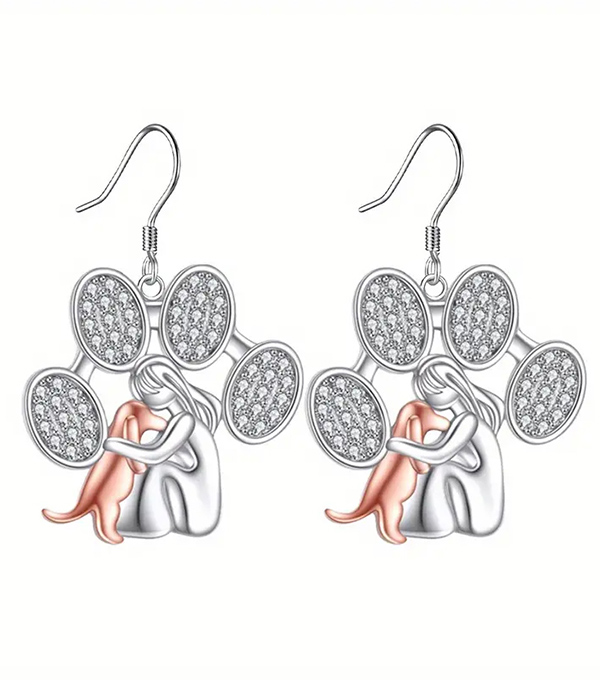 Pet lovers theme dog and paw earring