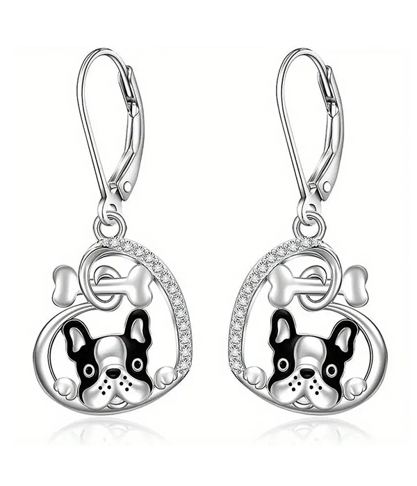 Pet lovers theme dog and heart earring