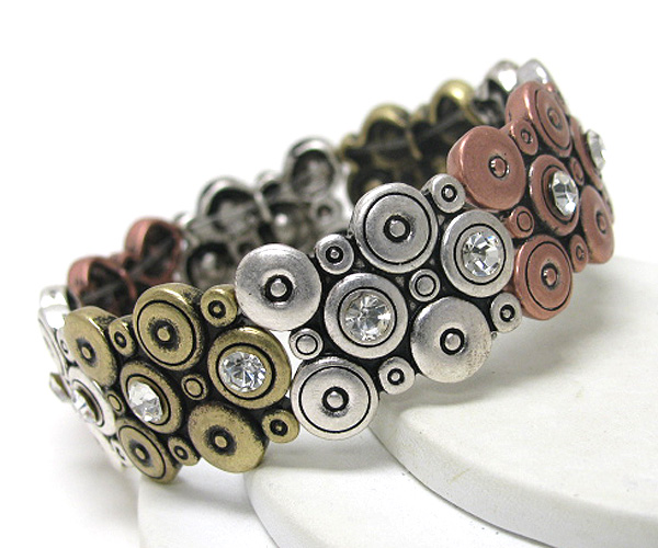 Multi bubble and crystal accent stretch bracelet