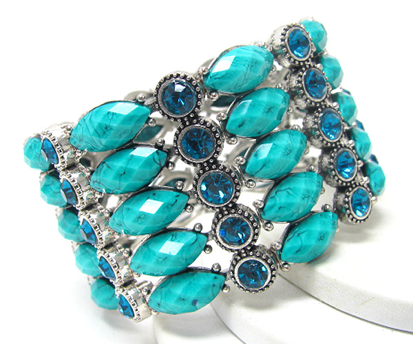 Crystal deco multi line stretch bracelet