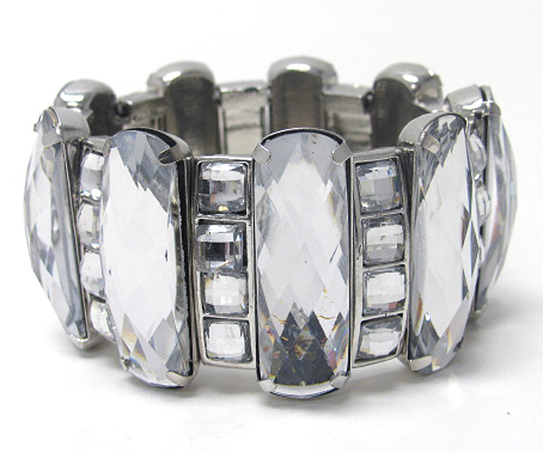 Multi acrylic bar stone and crystal stretch bracelet