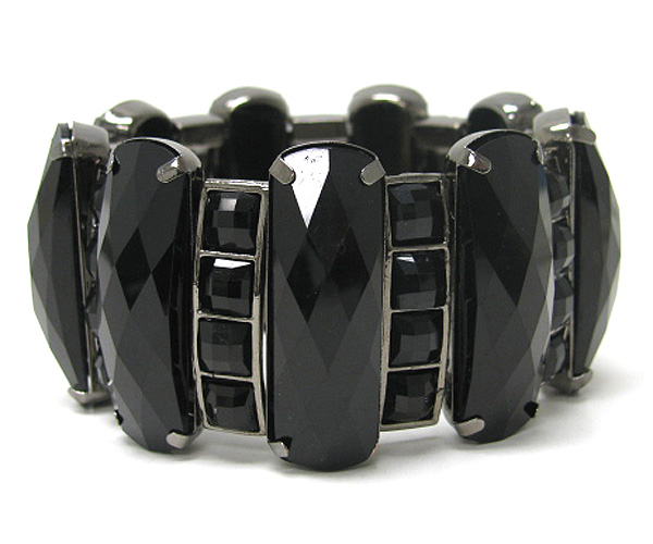 Multi acrylic bar stone and crystal stretch bracelet