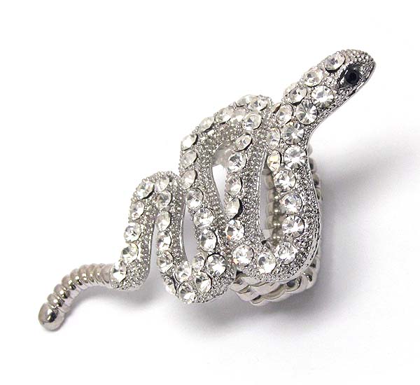 Crystal stud  snake stretch ring