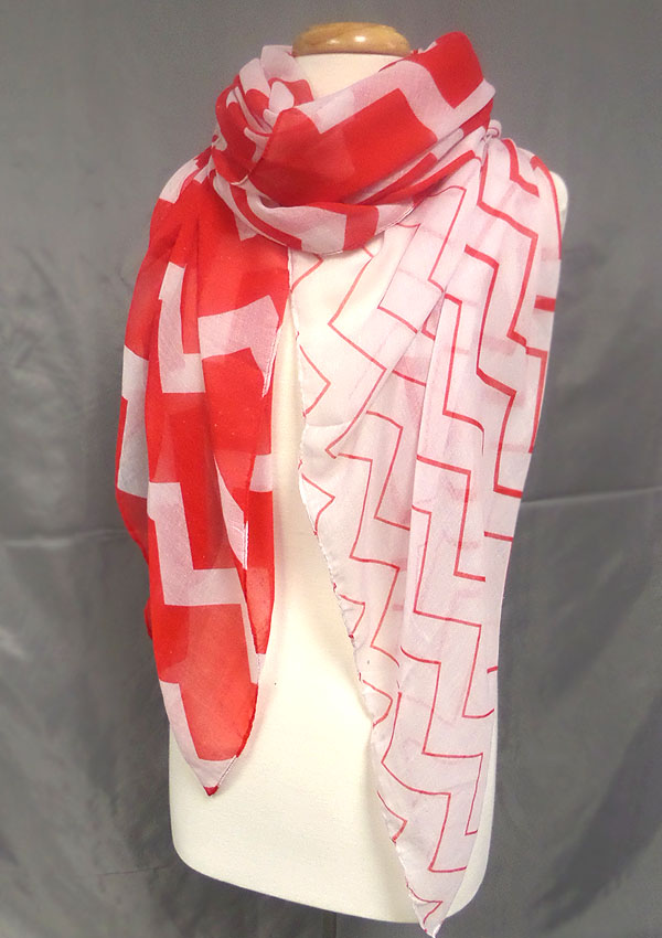Bicolor chevron print scarf