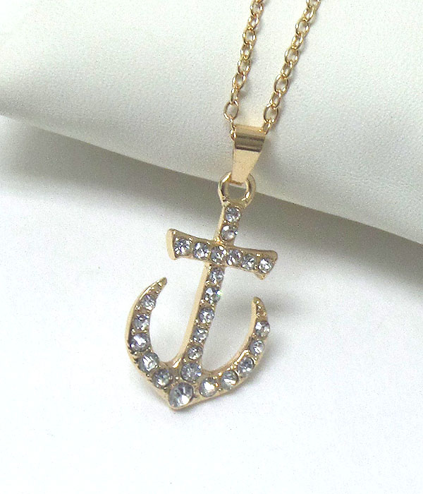 Crystal anchor pendant necklace