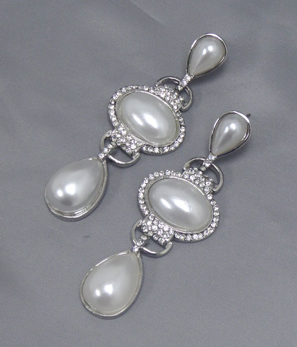 Crystal and pearl drop earring