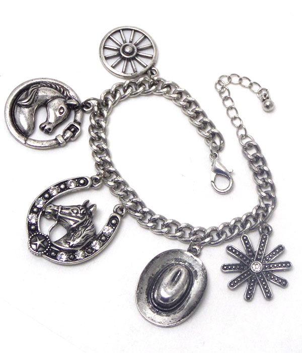 Multi horse theme charm dangle bracelet