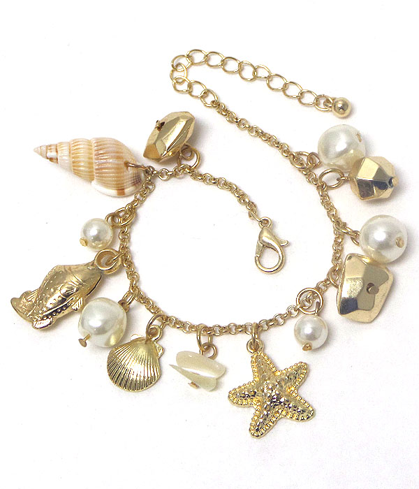 Multi sealife theme charm dangle bracelet