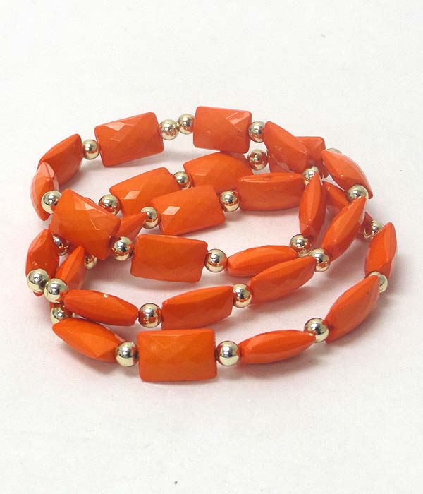 Acrylic square stone triple stretch bracelet set