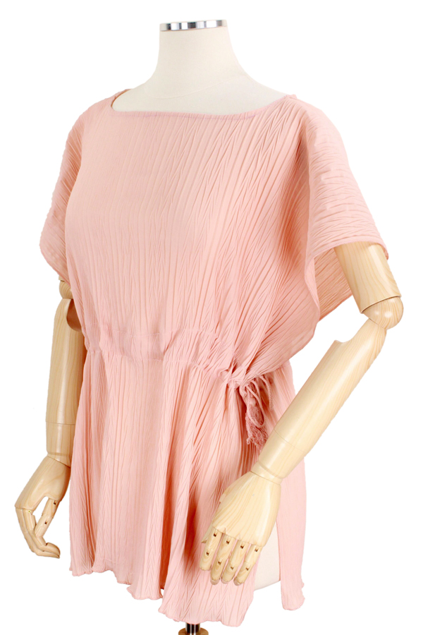 Pleated chiffon drawstring poncho - 100% polyester