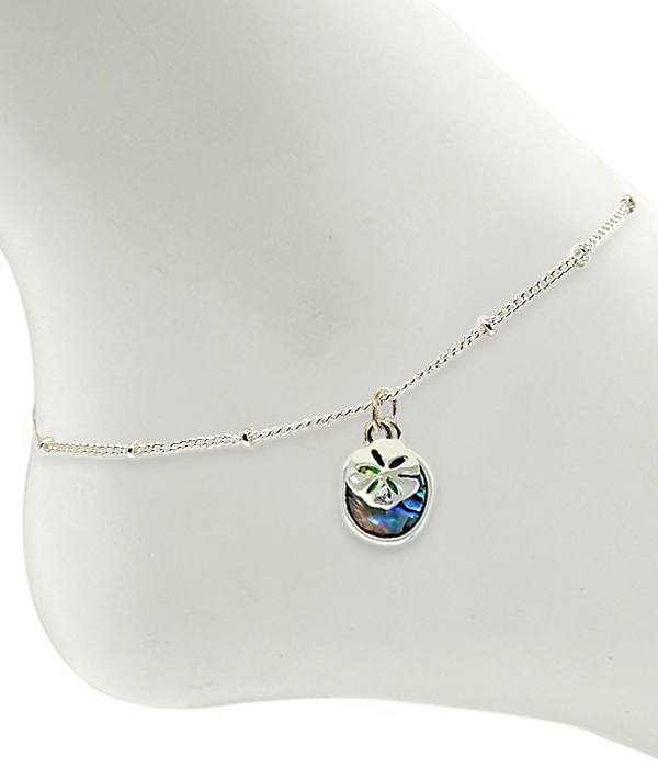 Sealife theme abalone anklet - sand dollar
