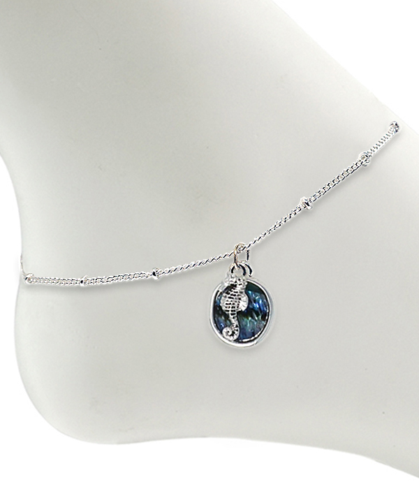 Sealife theme abalone anklet - sea horse