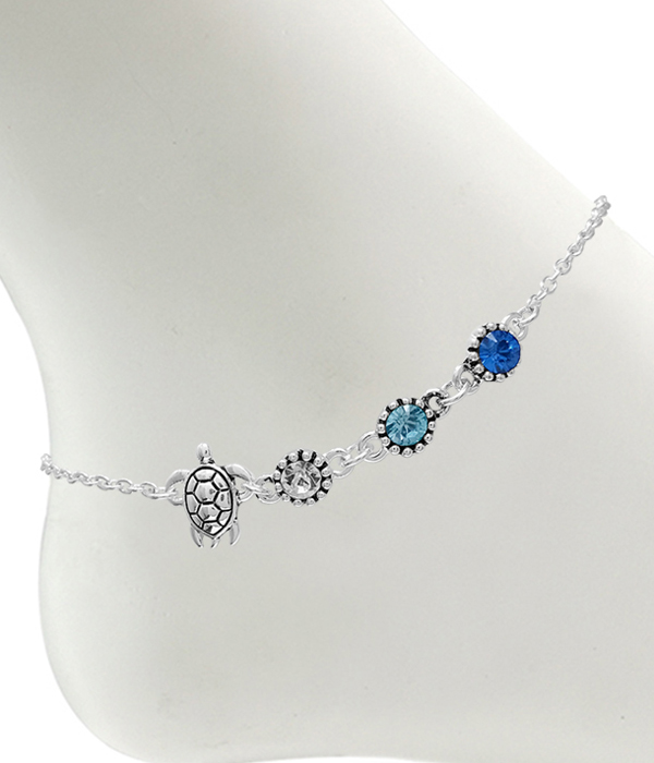 Sealife theme crystal anklet - turtle