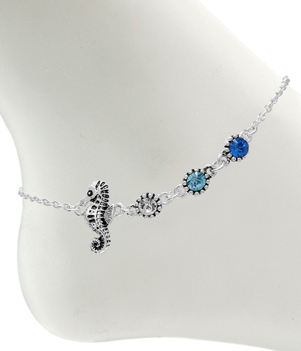 SEALIFE THEME CRYSTAL ANKLET - SEA HORSE