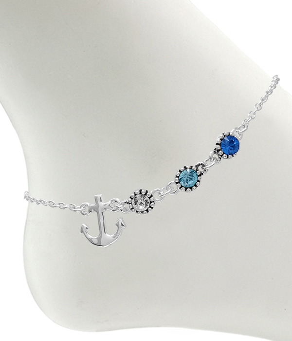 Sealife theme crystal anklet - anchor