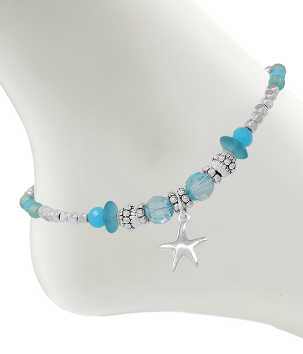 SEALIFE THEME MULTI BEAD MIX ANKLET - STARFISH