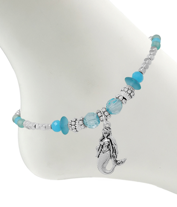 Sealife theme multi bead mix anklet - mermaid