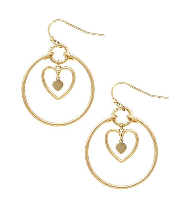 Meatl wire heart and hoop earring