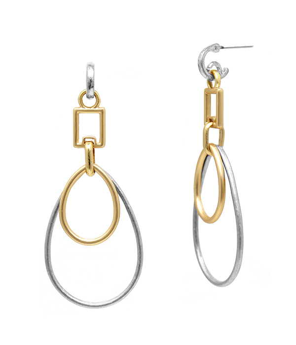 METAL WIRE DOUBLE TEARDROP EARRING