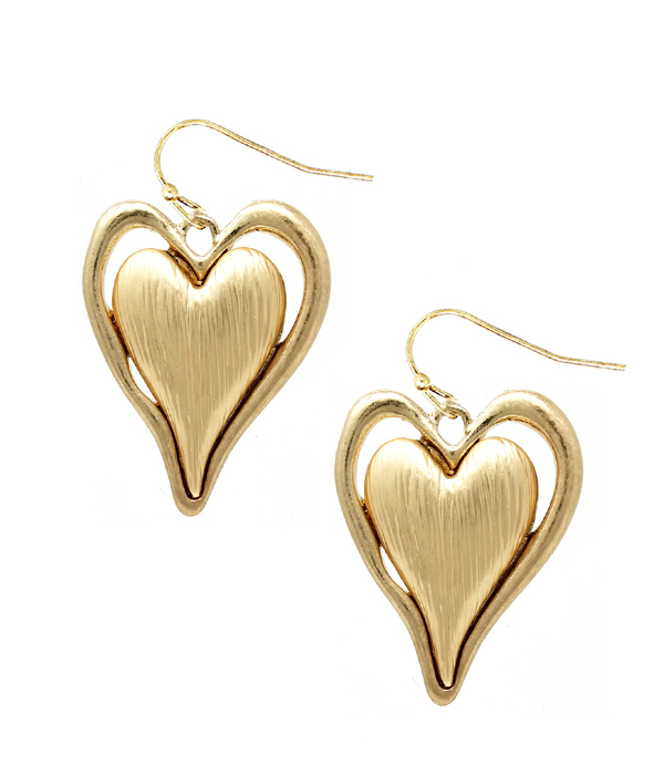 Scratch metal heart earring