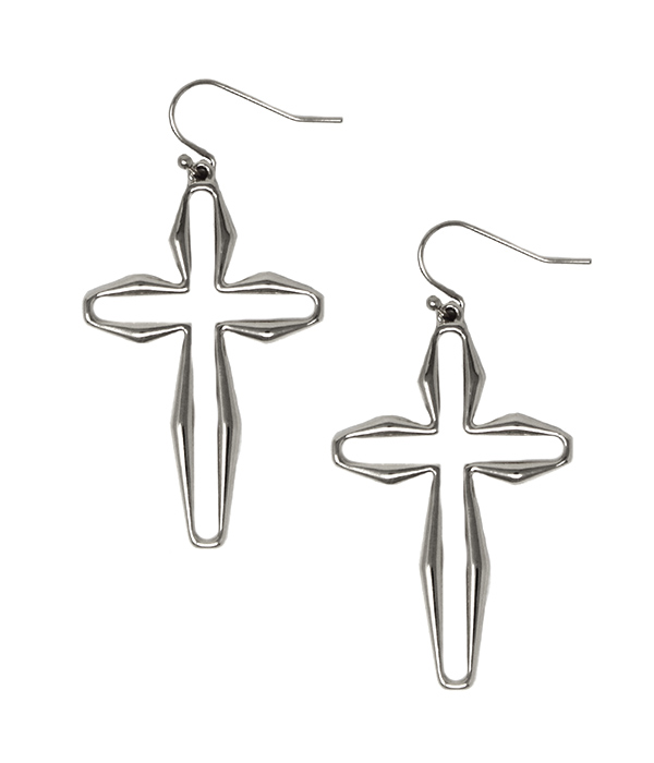 Metal cross earring