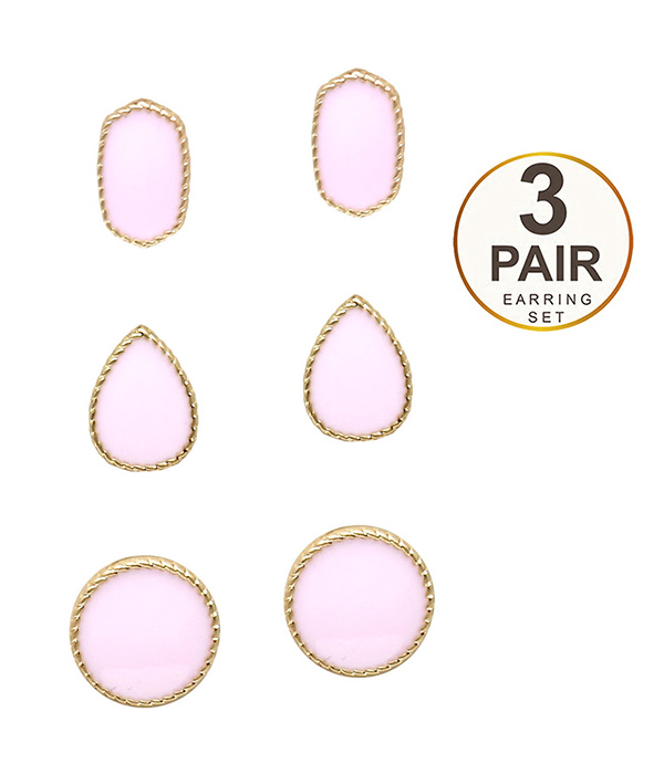 MULTI SHAPE 3 PAIR EARRING SET