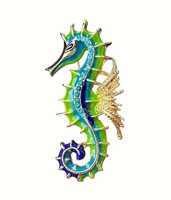Sealife theme seahorse brooch