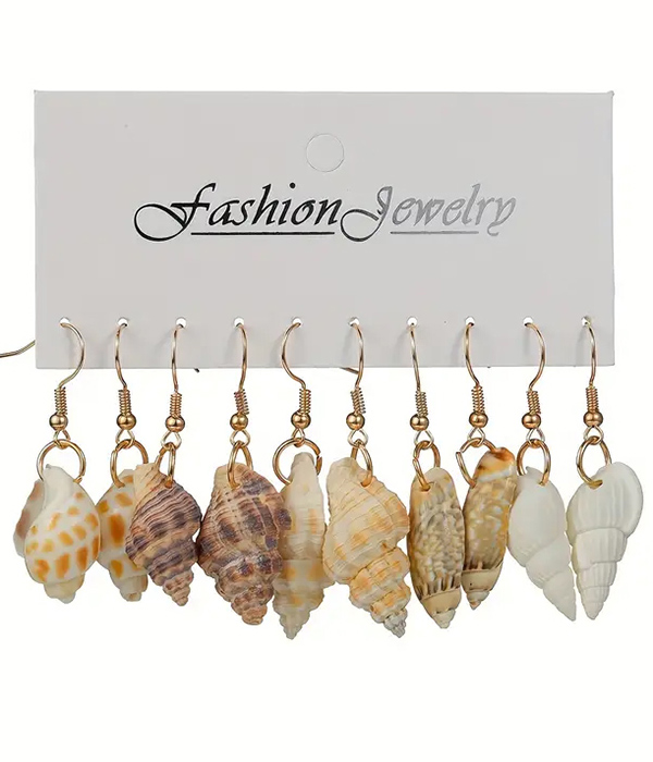 Sealife theme multi shell earring set