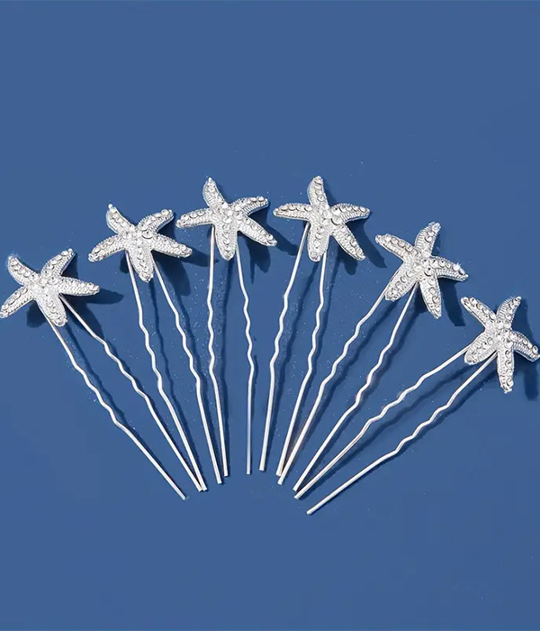 Starfish 6 piece hair pin set