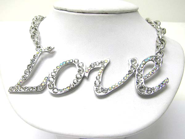 LARGE CRYSTAL STUD LOVE NECKLACE