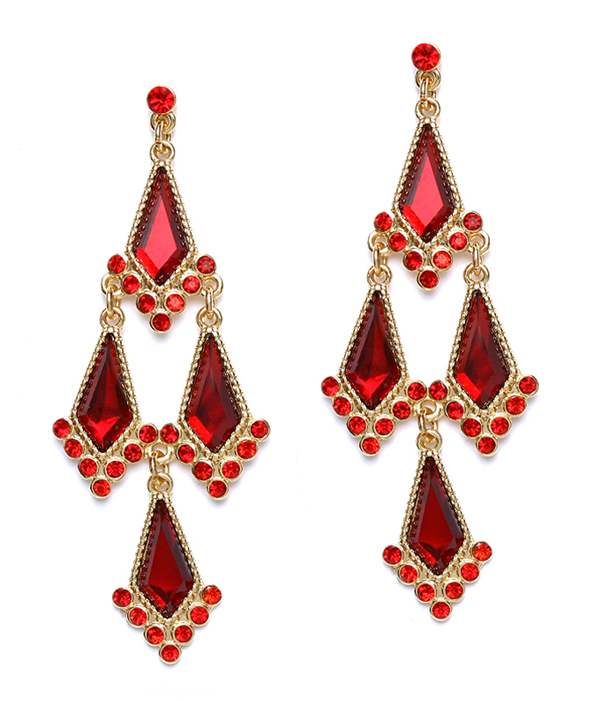 Facet glass and crystal link drop chandelier earring