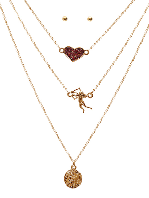 LOVE THEME THREE NECKLACE SET