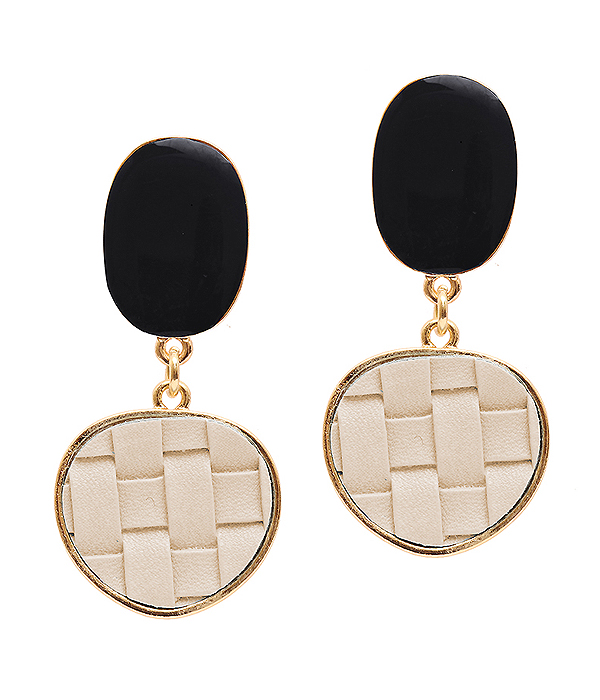 Woven leatherette and epoxy stud earring