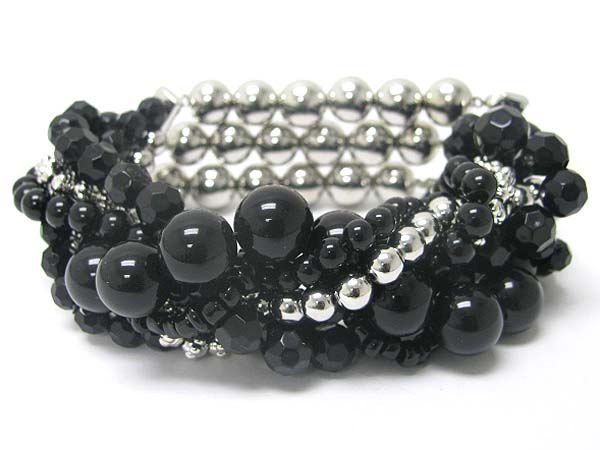 Multi line acryl and metal ball tangle bracelet