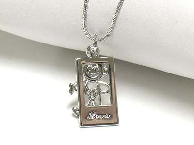 Made in korea whitegold plating crystal stud boy pendant necklace