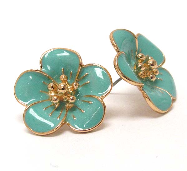 Epoxy rose with metal small balls stud earring