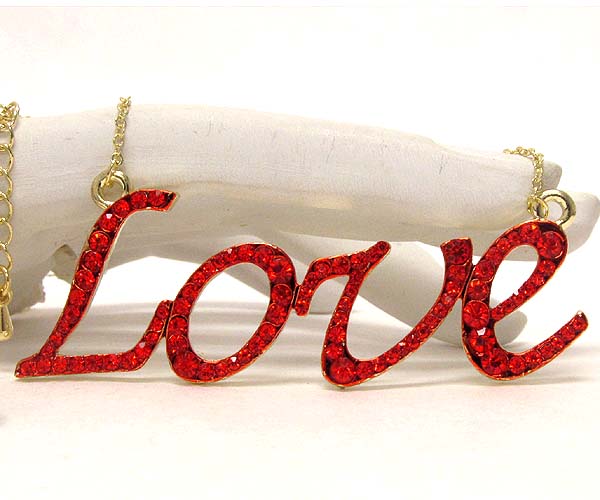 Crystal love theme chain necklace -valentine